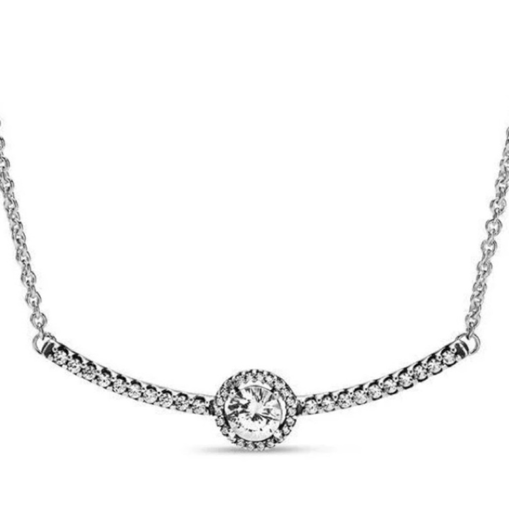 Pandora Silver Necklace with Crystal Pendant
